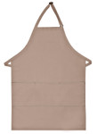 Khaki Restaurant Server Bib Apron with Three Centered Pockets and Adjustable Neck Strap 34"L x 24"W Item#350-223