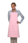 Light Pink Restaurant Server Bib Apron with Three Centered Pockets and Adjustable Neck Strap 34"L x 24"W Item#350-223