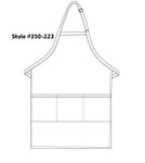 Red Unisex Restaurant Server Bib Apron with Three Centered Pockets and Adjustable Neck Strap 34"L x 24"W Item#350-223