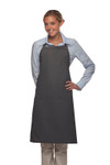 Charcoal Gray Unisex Server Bib Apron with Three Centered Pockets and Adjustable Neck Strap 34"L x 24"W Item#350-223