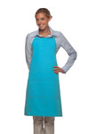 Turquoise Blue Unisex Server Bib Apron with Three Centered Pockets and Adjustable Neck Strap 34"L x 24"W Item#350-223