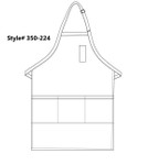 Black Unisex Restaurant Server Bib Style Apron with Four Pockets and Adjustable Neck Strap 34"L x 24"W Item#350-224