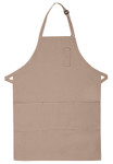 Khaki Unisex Restaurant Server Bib Style Apron with Four Pockets and Adjustable Neck Strap 34"L x 24"W Item#350-224 Khaki Unisex Restaurant Server Bib Style Apron with Four Pockets and Adjustable Neck Strap 34"L x 24"W Item#350-224