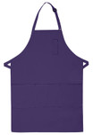 Purple Unisex Restaurant Server Bib Style Apron with Four Pockets and Adjustable Neck Strap 34"L x 24"W Item#350-224