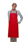 Red Restaurant Server Bib Apron with Four Pockets and Adjustable Neck Strap 34"L x 24"W Item#350-224