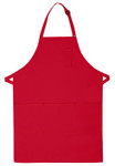 Red Restaurant Server Bib Apron with Four Pockets and Adjustable Neck Strap 34"L x 24"W Item#350-224