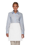 White Half Length European Style Bistro Apron With One Elegant Inset Pocket 19"L x 28"W Item#350-110-I