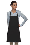 Black No Pocket Mid-Length Restaurant Server Bib Style Apron 28"L x 24"W Item#350-205