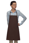 Brown No Pocket Mid-Length Restaurant Server Bib Style Apron 28"L x 24"W Item#350-205