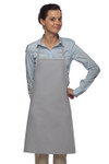 Silver Gray No Pocket Mid-Length Restaurant Server Bib Style Apron 28"L x 24"W Item#350-205