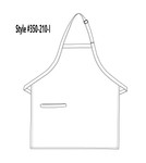 Black Mid Length Bib Apron With Adjustable Neck Strap and One Elegant European Style Inset Pocket 28"L x 24"W Item#350-210-I