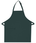 Hunter Green Mid Length Bib Apron With Adjustable Neck Strap and One Elegant European Style Inset Pocket 28"L x 24"W Item#350-210-I