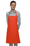 Orange Mid Length Bib Apron With Adjustable Neck Strap and One Elegant European Style Inset Pocket 28"L x 24"W Item#350-210-I