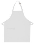 White Mid Length Bib Apron With Adjustable Neck Strap and One Elegant European Style Inset Pocket 28"L x 24"W Item#350-210-I White Mid Length Bib Apron With Adjustable Neck Strap and One Elegant European Style Inset Pocket 28"L x 24"W Item#350-210-I