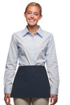 Navy Blue Three Pocket Restaurant Server Waist Apron With Adjustable Webbing Belt Available In Two Great Sizes Item#350-104 Navy Blue Three Pocket Restaurant Server Waist Apron With Adjustable Webbing Belt Available In Two Great Sizes Item#350-104