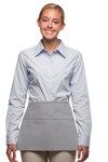Silver Gray Three Pocket Restaurant Server Waist Apron With Adjustable Webbing Belt Available In Two Great Sizes Item#350-104 Silver Gray Three Pocket Restaurant Server Waist Apron With Adjustable Webbing Belt Available In Two Great Sizes Item#350-104