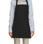 Black Extra Large Server Quality Bib Apron with Three Pockets and Adjustable Neck Strap 27"L x 31"W Item#350-200XL Made In The USA