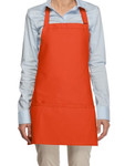 Orange Extra Large Server Quality Bib Apron with Three Pockets and Adjustable Neck Strap 27"L x 31"W Item#350-200XL Made In The USA