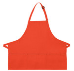 Orange Extra Large Server Quality Bib Apron with Three Pockets and Adjustable Neck Strap 27"L x 31"W Item#350-200XL Made In The USA