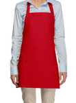 Red Extra Large Server Quality Bib Apron with Three Pockets and Adjustable Neck Strap 27"L x 31"W Item#350-200XL Made In The USA