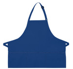 Royal Blue Extra Large Server Quality Bib Apron with Three Pockets and Adjustable Neck Strap 27"L x 31"W Item#350-200XL Made In The USA Royal Blue Extra Large Server Quality Bib Apron with Three Pockets and Adjustable Neck Strap 27"L x 31"W Item#350-200XL Made In The USA