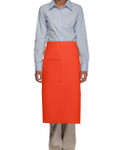 Orange One Pocket Full Length Bistro Server Apron With Pencil Divide 32"L x 28"W Item #350-120 Made in the USA