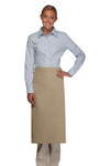 Khaki No Pocket Full Length Restaurant Server Bistro Apron 32"L x 28"W Item#350-120NP