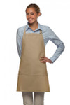 Khaki Server Quality Bib Apron with Three Pockets And Adjustable Neck Strap Available In Standard and X-Large Sizes Item#350-200 Best Seller