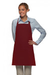 Maroon Server Quality Bib Apron with Three Pockets And Adjustable Neck Strap Available in Standard And X-Large Sizes Item#350-200 Best Seller