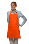 Orange Server Quality Bib Apron with Three Pockets and Adjustable Neck Strap Available in Standard And X-Large Sizes Item#350-200 Best Seller