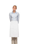 White Mid-Length Bistro Apron With Two Pencil Divided Pockets 28"L x 29"W  Item #350-124