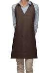Brown Two Pocket Adjustable V-Neck Bib Style Apron 32"L x 28"W Item#350-300