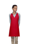 Red Two Pocket V-Neck Adjustable Neck Bib Style Apron 32"L x 28"W Item#350-300