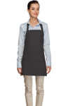 Charcoal Gray Server Bib Apron With Three Pockets And Adjustable Neck Strap Available in Standard And X-Large Sizes Item#350-200 Best Seller