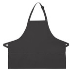 Charcoal Gray Server Bib Apron With Three Pockets And Adjustable Neck Strap Available in Standard And X-Large Sizes Item#350-200 Best Seller