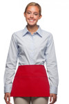 Red Three Pocket Restaurant Server Waist Apron Available In Standard And Extra Large Sizes Item#350-100 Red Three Pocket Restaurant Server Waist Apron Available In Standard And Extra Large Sizes Item#350-100