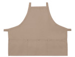 Khaki Criss Cross Back Three Pocket Restaurant Quality Bib Apron 24" L x 28" W - Item # 350-200XX