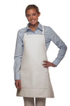 White Restaurant Server Bib Apron with Two Center Divided Pockets and Adjustable Neck Strap 28"L x 24"W Item#350-212