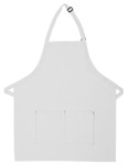 White Restaurant Server Bib Apron with Two Center Divided Pockets and Adjustable Neck Strap 28"L x 24"W Item#350-212