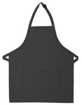 Charcoal Grey Unisex Server Bib Apron with Two Center Divided Pockets and Adjustable Neck Strap 28"L x 24"W Item#350-212