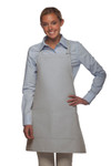Silver Grey Unisex Server Bib Apron with Two Center Divided Pockets and Adjustable Neck Strap 28"L x 24"W Item#350-212
