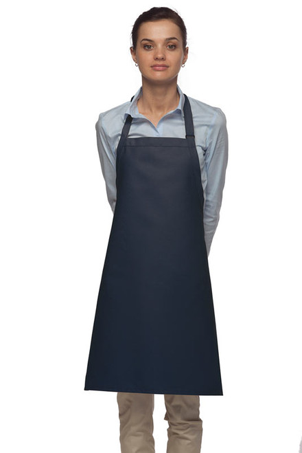 Navy blue no pocket bib apron with adjustable neck apron