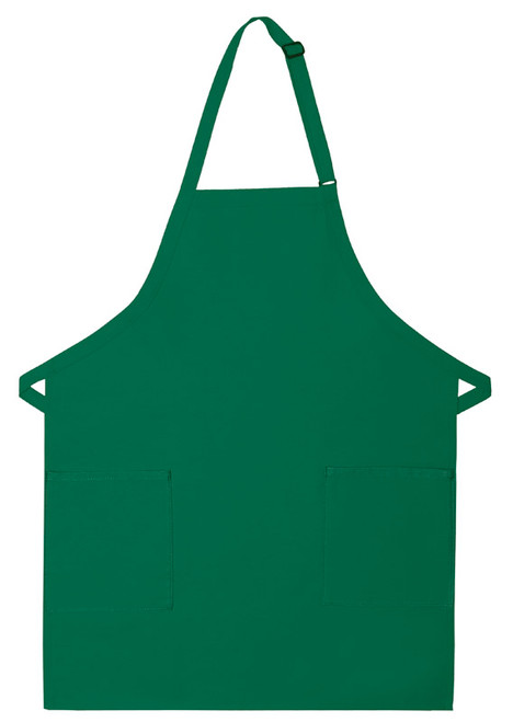 Kelly Green Two Patch Pocket Adjustable Neck Mid-Length Bib Apron 30