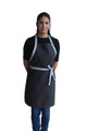 Charcoal Grey Server Apron  with Contrasting Silver Grey Edging- Adjustable Neck Strap and Two Patch Pockets 30" L x 24" W Item # 350-99230CH/SIL