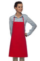 Red No Pocket Mid-Length Restaurant Server Bib Style Apron 28"L x 24"W Item#350-205