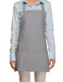 Silver Gray Extra Large Server Quality Bib Apron with Three Pockets and Adjustable Neck Strap 27"L x 31"W Item#350-200XL Made In The USA