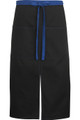 Black Two Pocket Full Length Bistro Style Server Apron With Royal Blue Trim And Stitching 33"L x 28"W Item#350-9026-951