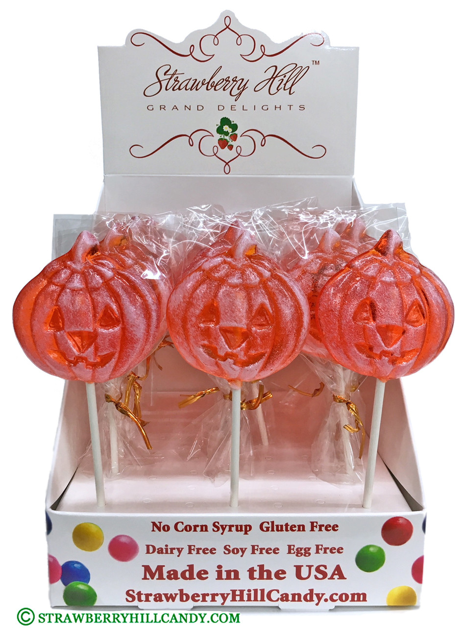 Jack O' Lantern Lollipops 25 Count Display - Strawberry Hill Candy