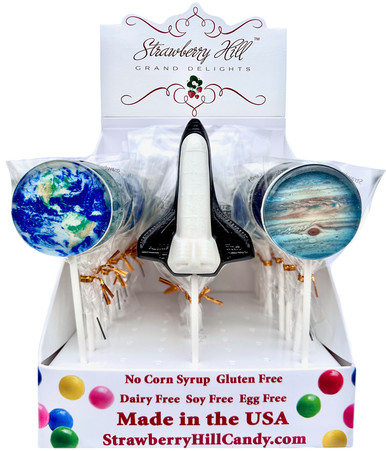 Space Shuttle & Planet Lollipops 25 Count Display - Strawberry
