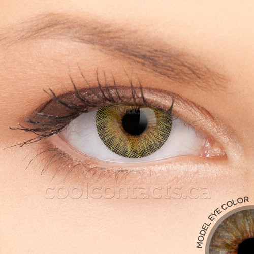 3 T Hazel Contact Lenses shown on grey eyes